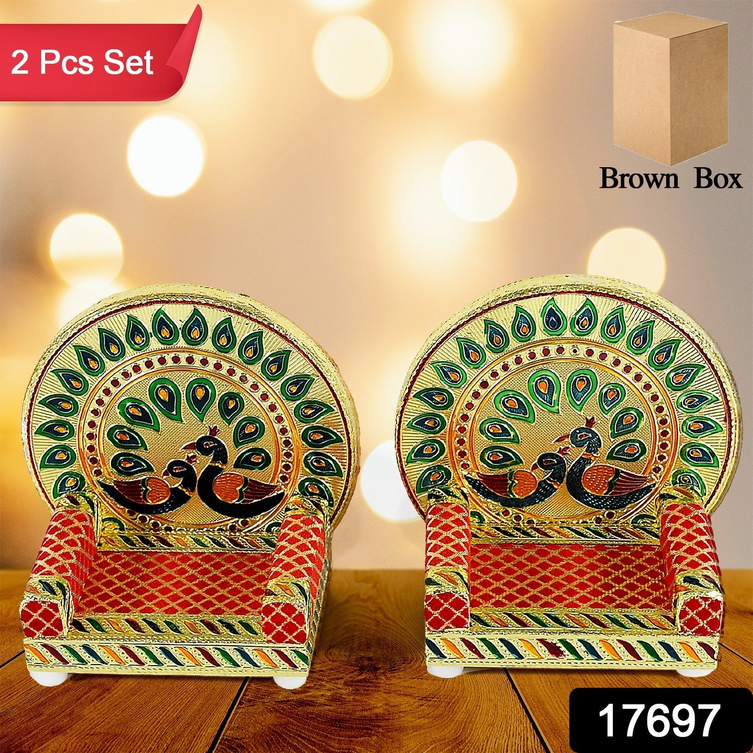 Meenakari Work Laddu Gopal Singhasan / Sihasan for Pooja Mandir Wooden Krishna Ladoo Bal Gopal Sofa Asan, Home Decorative Premium Look Decorative Singhasan Suitable For Home, Office, Restaurant (2 Pc Set) Meenakari Work Laddu Gopal Singhasan / Sihasan for Pooja Mandir Wooden Krishna Ladoo Bal Gopal Sofa Asan, Home Decorative Premium Look Decorative Singhasan Suitable For Home, Office, Restaurant (2 Pc Set)
